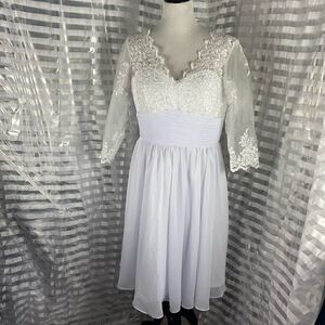 Bridess White Lace Chiffon Formal Dress